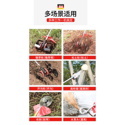 Household 139F gasoline lawn mower multifunctional brush cutter small four-stroke lawn mower clearing and weeding artifact