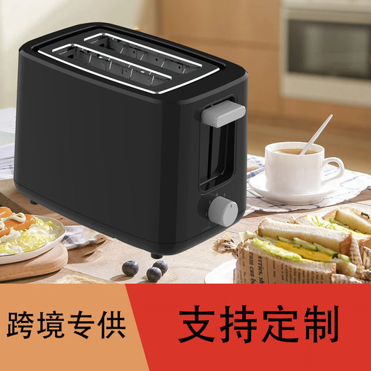 European Standard Toaster Black Plastic Breakfast New Model Small Oven Toaster Multifunctional for Home Use