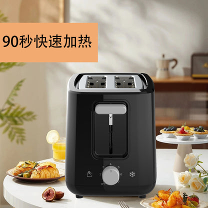 European Standard Toaster Black Plastic Breakfast New Model Small Oven Toaster Multifunctional for Home Use