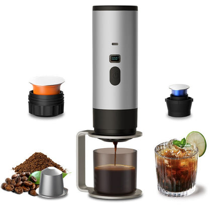 Cross-border portable capsule coffee machine automatic wireless heating small household outdoor portable coffee machine wholesale