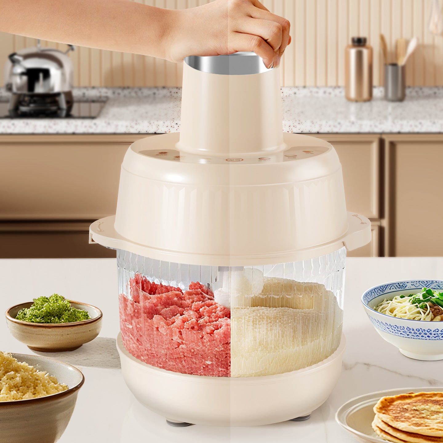 Simple White Meat Grinder for Home Kitchen, Meat and Fabric Grinder Manufacturer Supplies Small Electric Meat Grinder