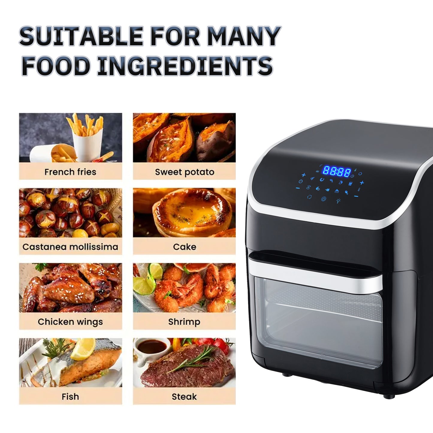 In-Stock Household Air Fryer Cross-Border 12L Large Capacity Fryer for Frying French Fries and Roasting Chicken with Touch Control Toaster Oven