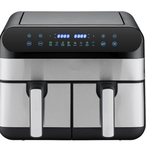 Double Door Double Pot Air Fryer 9L High Power 1800W Heating Touch Screen Electronic Control Household Cross-Border Fryer