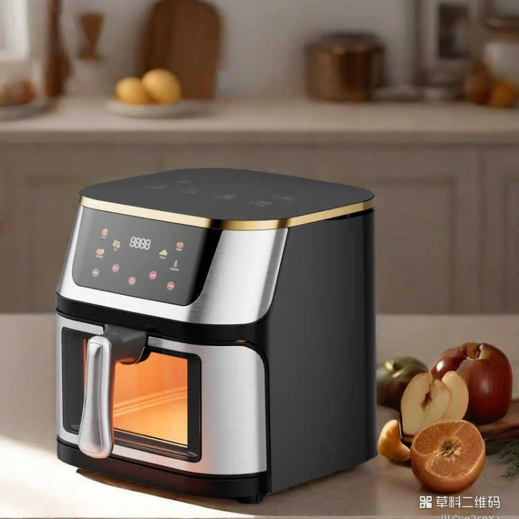Air Fryer Stainless Steel Touch Computer Air Fryer Fried Chicken Fries Household Large Capacity Visual Electric Fryer