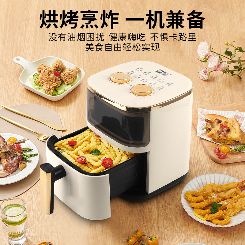 Camel Air Fryer 6L Household Large Capacity Electric Oven creamy-white Fries Baking Machine Gift Visual Fryer Wholesale