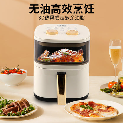 Camel Air Fryer 6L Household Large Capacity Electric Oven creamy-white Fries Baking Machine Gift Visual Fryer Wholesale