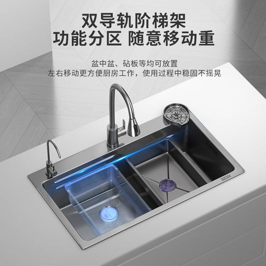 SOURCE Factory Handmade Kitchen 304 Stainless Steel Sink Japanese Household Nano Sink Single Basin under Counter Vegetable Washing