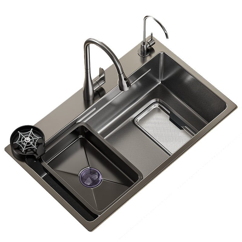 Kitchen Sink with 4mm Thickened Residue Collection Basin, Large Single Sink, Household Stainless Steel Under-Counter Basin, Dishwashing Sink, Vegetable Washing Pool