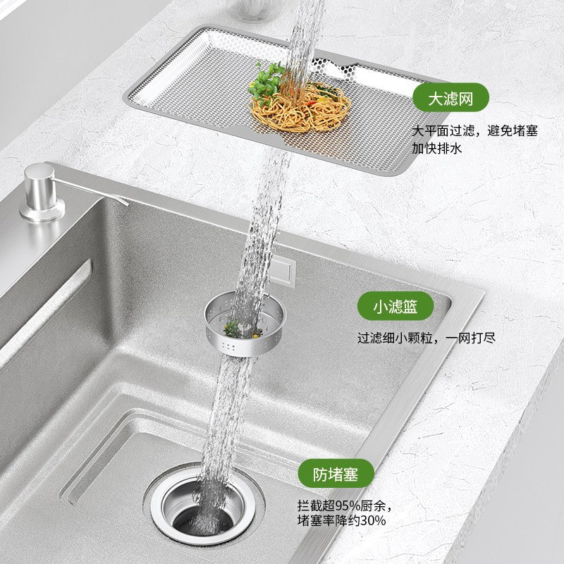 New Slag Collection Stainless Steel 304 Silver Kitchen Sink Large Single Sink Dishwashing Sink Multi-Functional Sink under the Sink