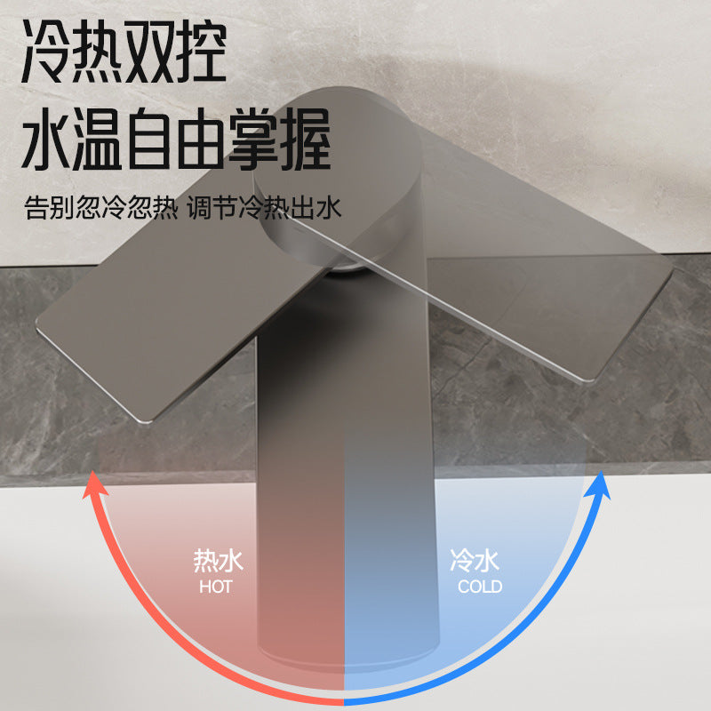 Stainless steel faucet wash basin wash basin hot and cold water household toilet wash table bathroom cabinet basin faucet