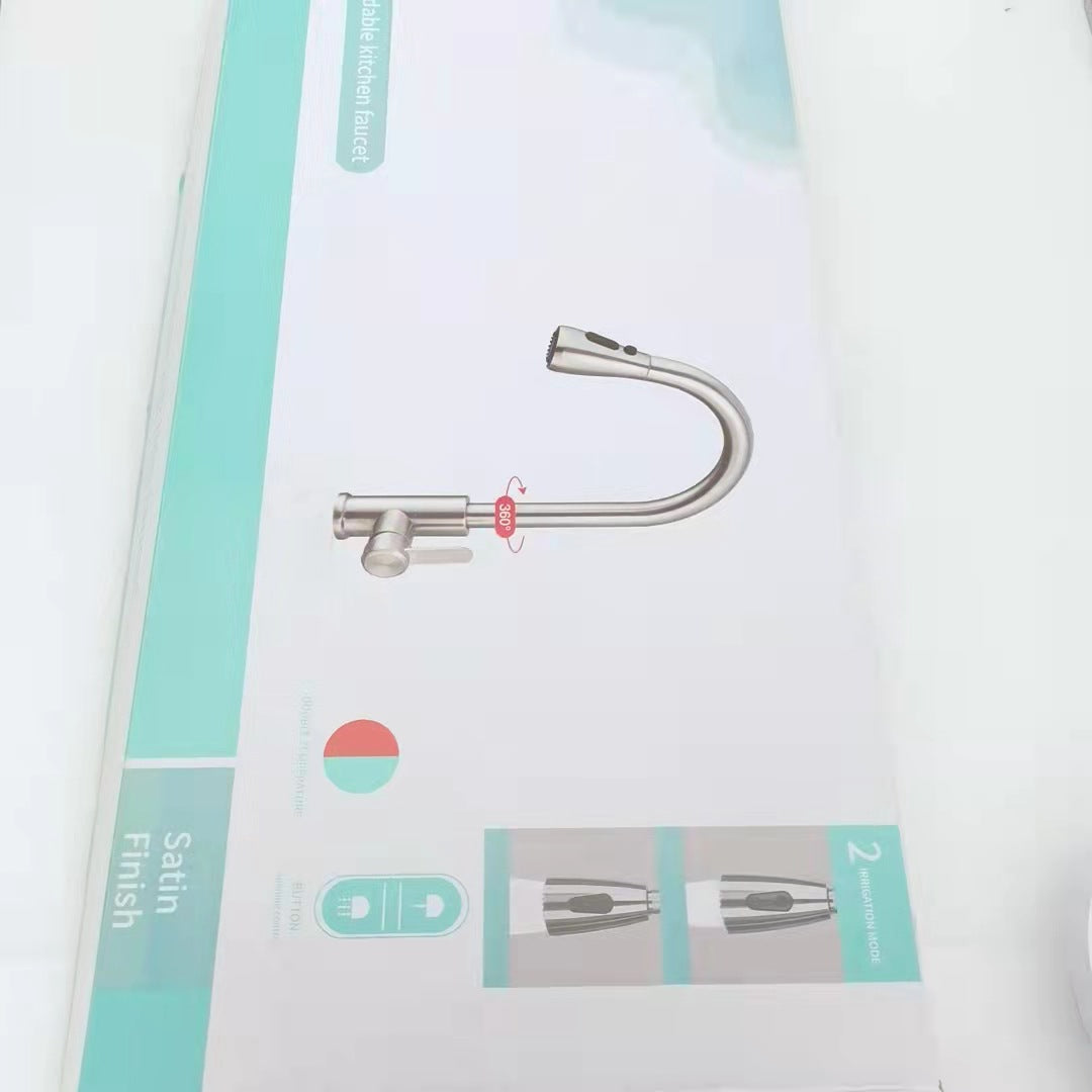 304 stainless steel pull-out faucet household kitchen sink hot and cold dual-use faucet factory direct sales