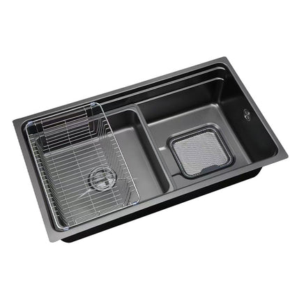 Kitchen Household Sink Thickened Vegetable Washing Basin Large Slag Collection Net SUS304 Stainless Steel Rice Grain Embossed Large Single Groove