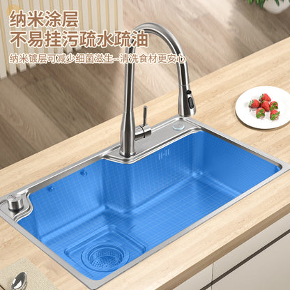304 Stainless Steel Bay Basin Kitchen Sink Double-Slot Extra Large Space to Hold Pots and Vegetables for Washing Dishes Nano Technology Does Not Stick to Oil