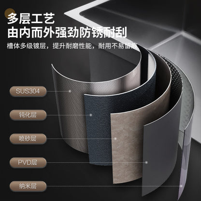 304 Stainless Steel Bay Basin Kitchen Sink Double-Slot Extra Large Space to Hold Pots and Vegetables for Washing Dishes Nano Technology Does Not Stick to Oil