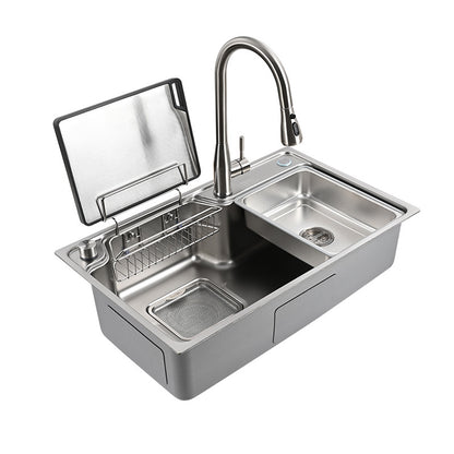 304 Stainless Steel Bay Basin Kitchen Sink Double-Slot Extra Large Space to Hold Pots and Vegetables for Washing Dishes Nano Technology Does Not Stick to Oil
