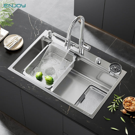 Dishwasher Replacement Extra-Large Single-Slot 304 Stainless Steel Sink Kitchen Dishwashing Sink Vegetable Washing Basin