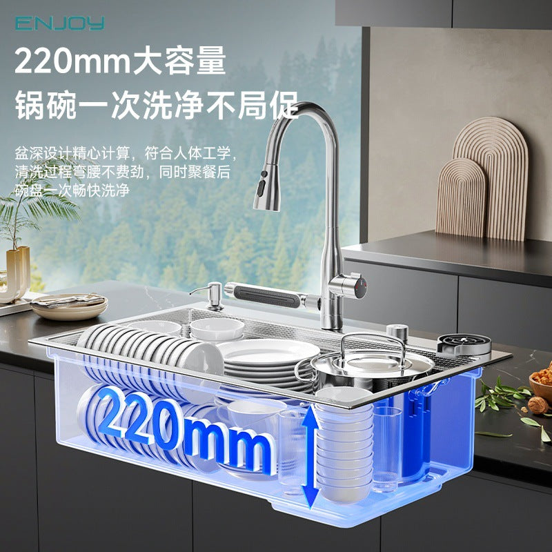 Dishwasher Replacement Extra-Large Single-Slot 304 Stainless Steel Sink Kitchen Dishwashing Sink Vegetable Washing Basin