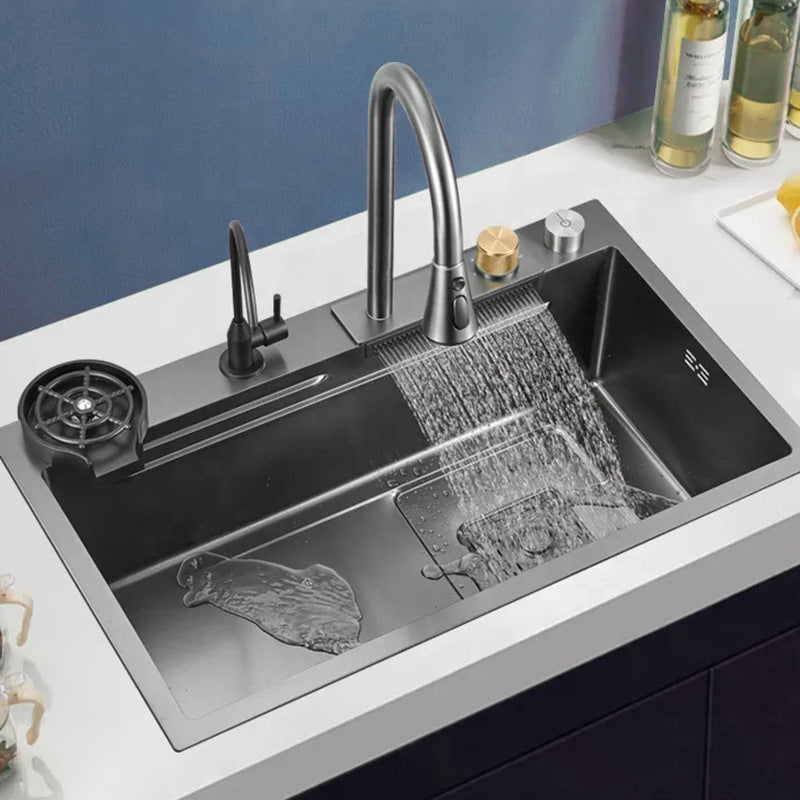 Kaiping Nano Stainless Steel Kitchen Rain Shower Waterfall Sink Large Single Sink Dishwashing Basin Nano Antibacterial