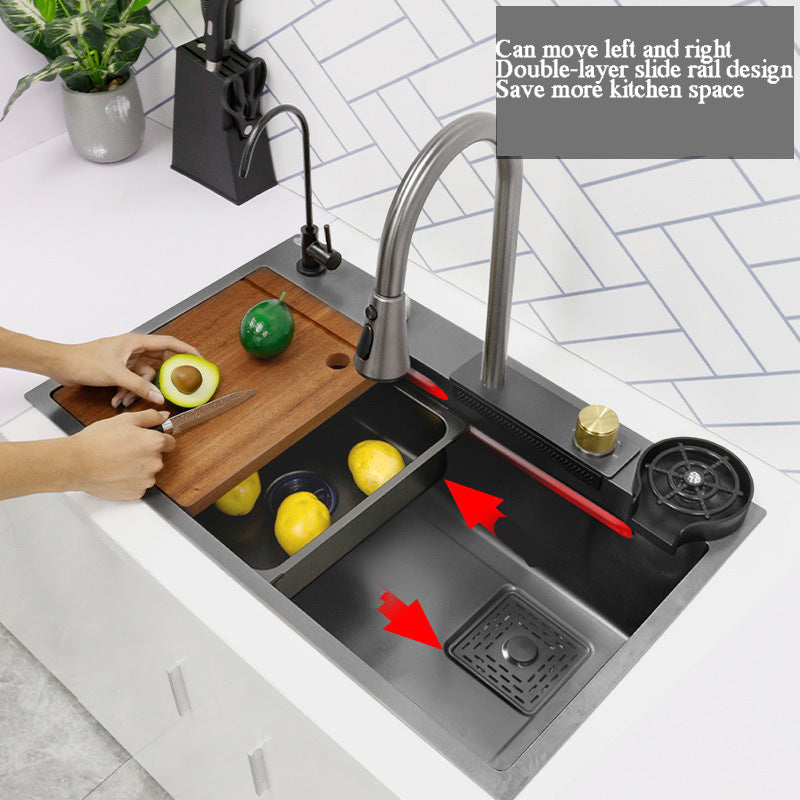 Kaiping Nano Stainless Steel Kitchen Rain Shower Waterfall Sink Large Single Sink Dishwashing Basin Nano Antibacterial