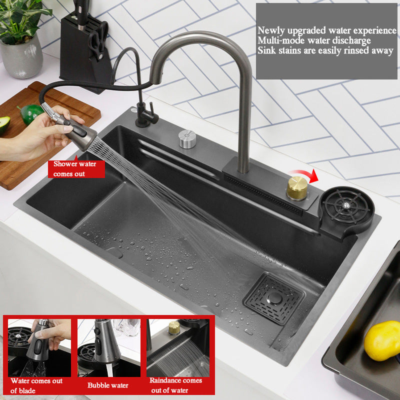 Kaiping Nano Stainless Steel Kitchen Rain Shower Waterfall Sink Large Single Sink Dishwashing Basin Nano Antibacterial