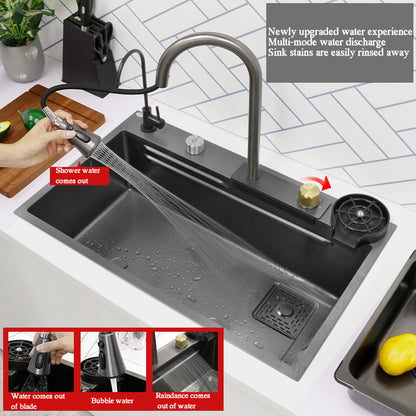 Kaiping Nano Stainless Steel Kitchen Rain Shower Waterfall Sink Large Single Sink Dishwashing Basin Nano Antibacterial