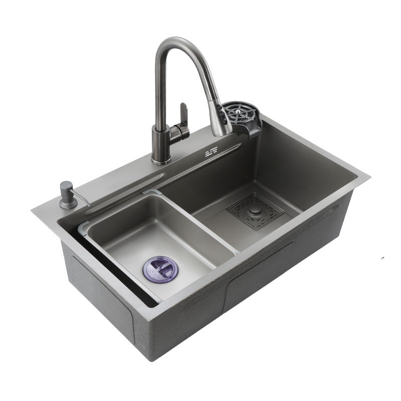Kitchen Sink Large Single-Slot Thickened Stainless Steel Sink Nano Gun Gray Handmade Household Sink Sink