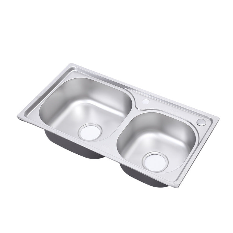 Stainless Steel Kitchen Household Sink Double Slot Thickened Brushed Vegetable Washing Basin Vegetable Sink Sink under the Table
