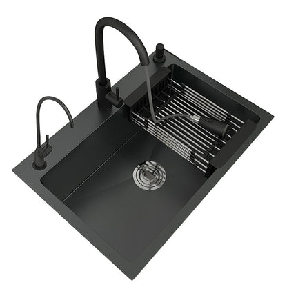 [Cross-border Direct Supply] Nano Black Stainless Steel Sink Large Single Sink Household Kitchen Sink Vegetable Sink suit