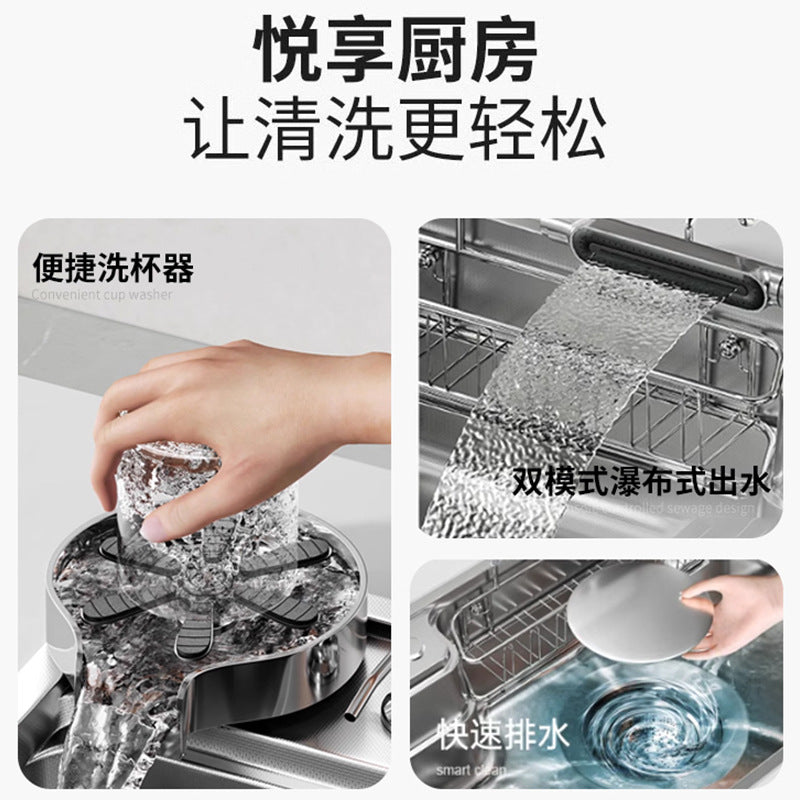 Japanese-Style Large Single-Slot Sink for Washing Dishes and Vegetables, Multifunctional 304 Stainless Steel Large Single-Slot Japanese Kitchen Sink for Washing Vegetables