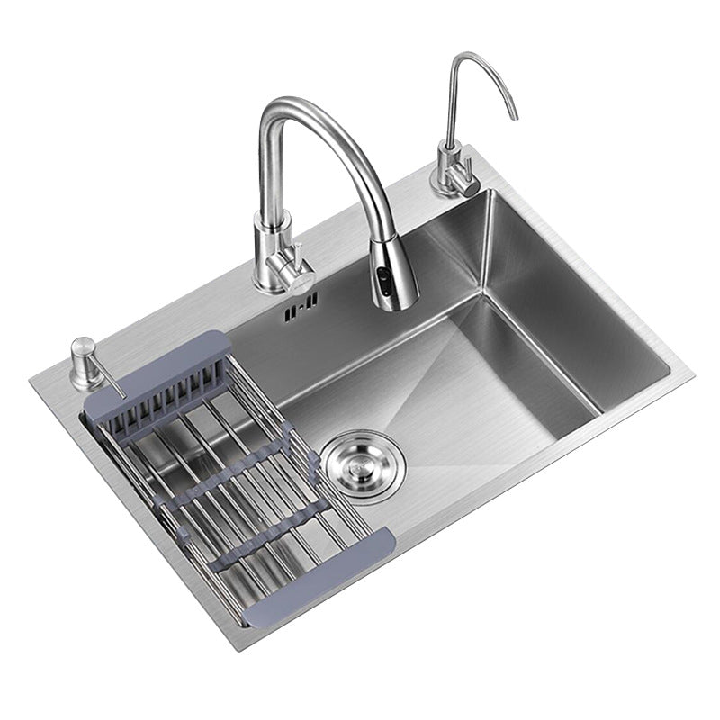 Factory Direct Stainless Steel Sink Single Sink Kitchen Household Vegetable Sink Hand-drawing Three-hole Large Single Sink