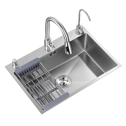 Factory Direct Stainless Steel Sink Single Sink Kitchen Household Vegetable Sink Hand-drawing Three-hole Large Single Sink