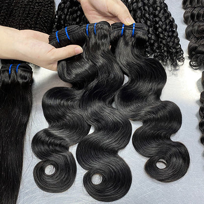 European and American real-life wig hair curtain Body wave human hair ladies long curly hair bundle