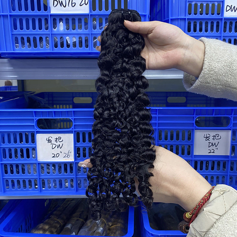 Real Human Hair Wigs Burmese Curls Bundles Human Hair European and American Hair Cross-Border Long Curly Hair