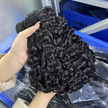 Real Human Hair Wigs Burmese Curls Bundles Human Hair European and American Hair Cross-Border Long Curly Hair