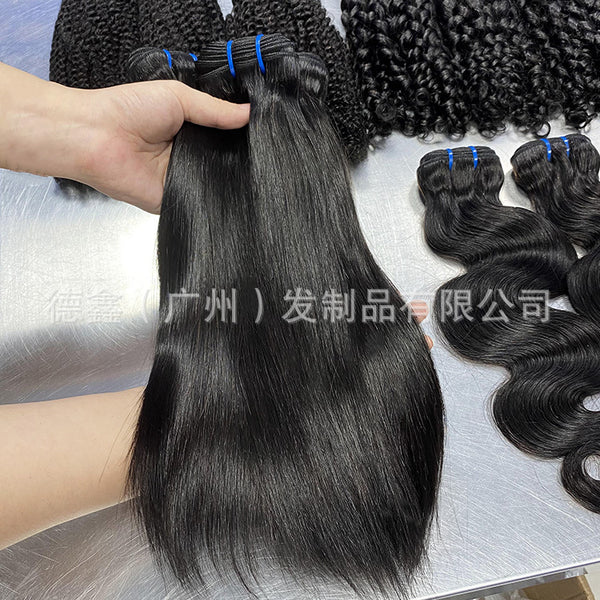 Real Human Hair Wig Full Human Bone Straight Hair Hair Curtain Bundles Human Hair Wig Manufacturer Spot Export