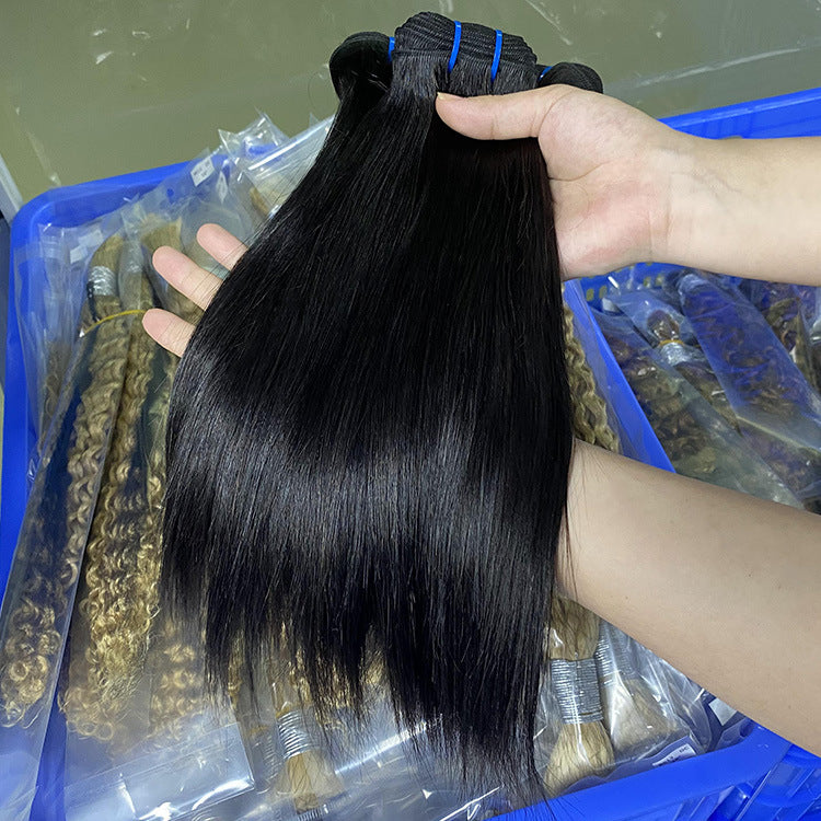 Real Human Hair Wig Full Human Bone Straight Hair Hair Curtain Bundles Human Hair Wig Manufacturer Spot Export