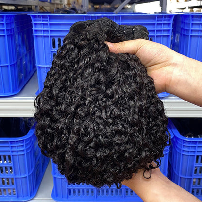European and American Cross-Border Sdd Pixie Curly Humanhair Bundles First-Class Hair Curtain Human Hair Wig