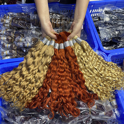 European and American Style Full-Length Real Human Hair Long Curly Wigs, Deep Curly Human Hair, European and American Cross-Border Wigs