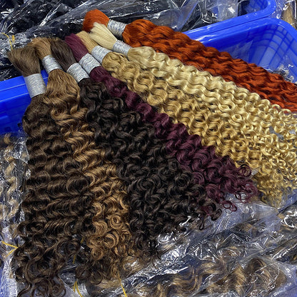 Customized Human Wig Deep Curly Multi-Color Hair Bundle Bulk Human Hair Real Hair Wig