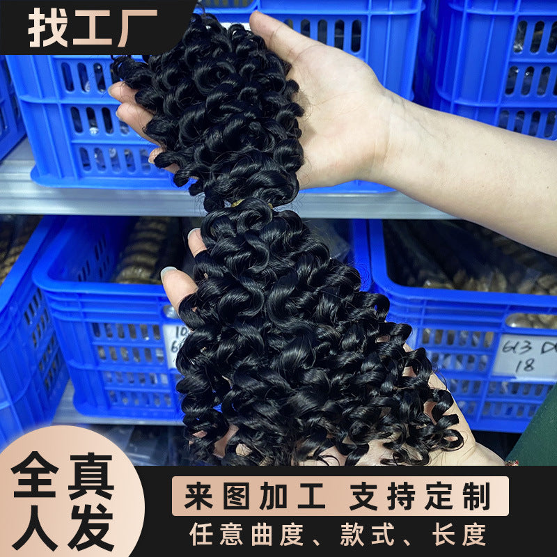 European and American Cross-Border Sdd Two-Pointed First-Speed Hair Handle Bulk Hair Huaman Hair Wig Human Hair