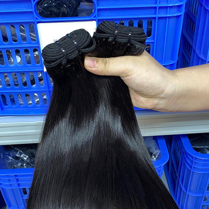 10A Human Hair Hair Curtain Double Drawn Humanhair Bundle Bone Straight Hair Spot Manufacturer Wholesale