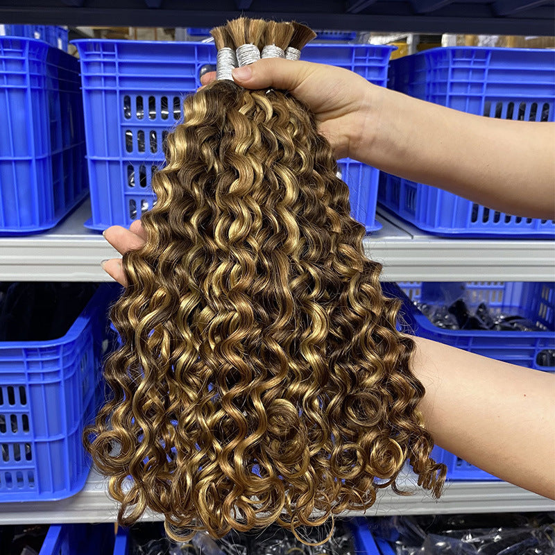 Wig Real Human Hair Hair Handle Hair Bundle P4/27/30Bulk Hair Human Hair European and American Cross-Border Wig