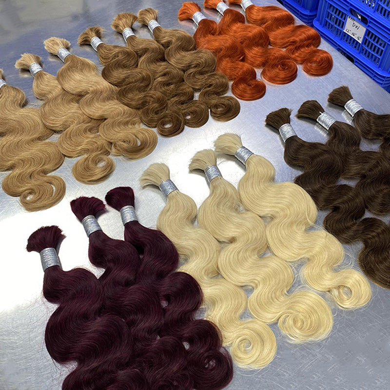 Wig Real Human Hair Bundle Boho Braids Body Wave Human Hair Foreign Trade Wig Hair