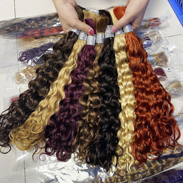 Human Hair Wig Italian Curly Multi-Color Hair Bundle Human Bulk Hair Full Human Hair