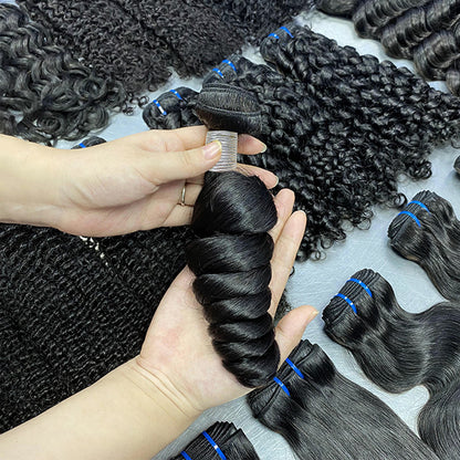 Customized Human Hair Wigs Loose Wave Bundles Human Hair Headgear Hair Curtain Foreign Trade Wigs