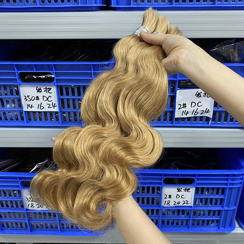 Wig Real Human Hair Bundle Boho Braids Body Wave Human Hair Foreign Trade Wig Hair