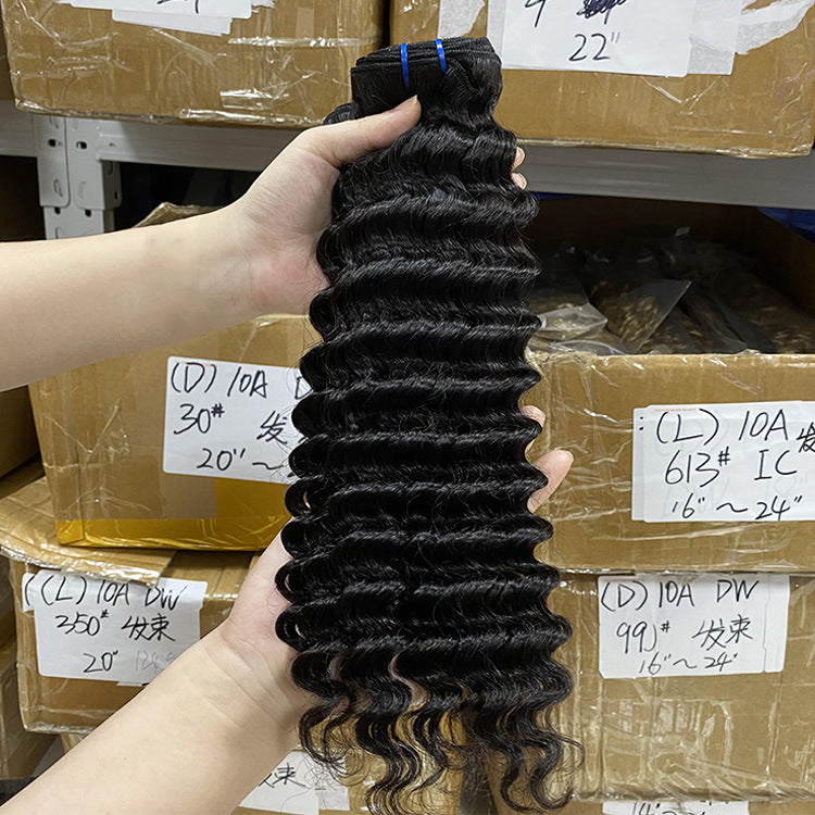Deep Wave Custom Wig Hair Curtain Wavy Curly Human Hair Hunan Hair European and American Cross-Border Human Hair