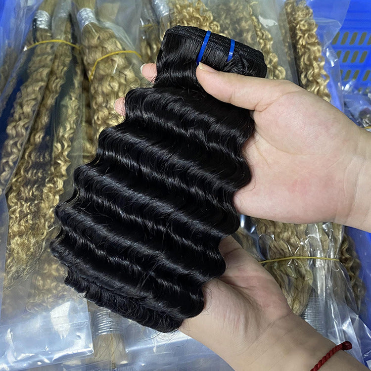Deep Wave Custom Wig Hair Curtain Wavy Curly Human Hair Hunan Hair European and American Cross-Border Human Hair