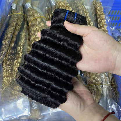 Deep Wave Custom Wig Hair Curtain Wavy Curly Human Hair Hunan Hair European and American Cross-Border Human Hair