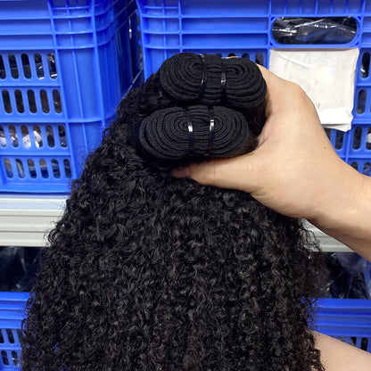 Human Hair Wig Hair Curtain Afro Curly 4C Double Drawn Human Hair Bundles